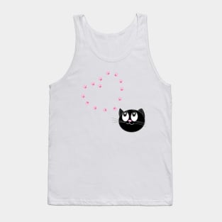 Cute black cat with hearts Tank Top